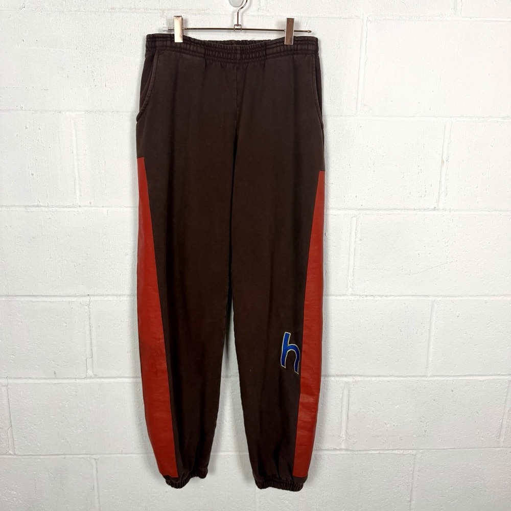 Holiday The Label Sweatpants SZ M Heavy Brown Made In LA Coated Stripe Street